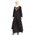 Royal embroidery abaya with pintucks- Black